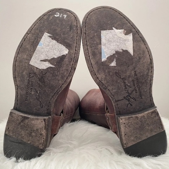 $438 FRYE Phillip Harness Tall Moto Brown Leather Riding Combat Cowboy Boots 5.5 - Picture 16 of 16